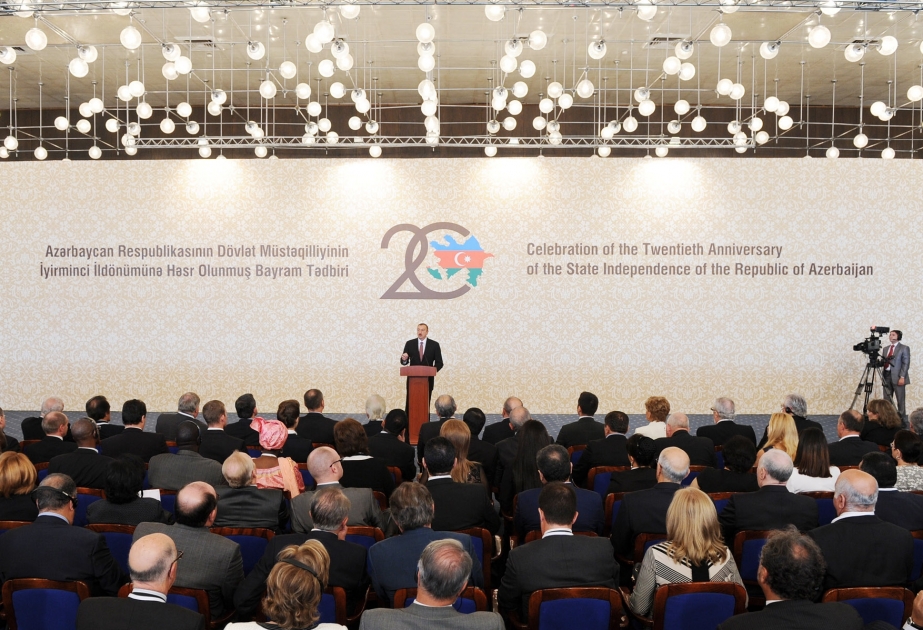 Prezident İlham Əliyevin Azərbaycan Respublikasının dövlət müstəqilliyinin iyirminci ildönümünə həsr olunmuş Beynəlxalq bayram tədbirində nitqi