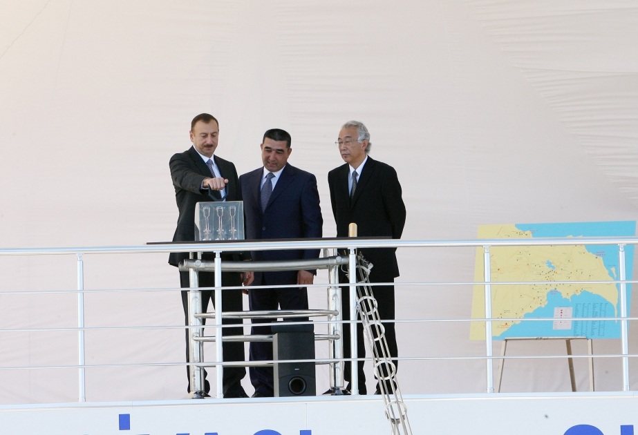 Prezident İlham Əliyev “Şimal” elektrik stansiyasının ikinci buxar-qaz enerji qurğusunun təməlqoyma mərasimində iştirak etmişdir