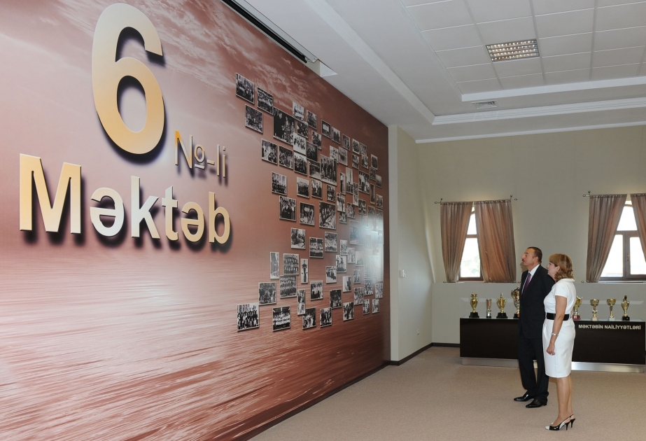 Bakıdakı 6 nömrəli məktəb yenidənqurmadan sonra istifadəyə verilmişdir Azərbaycan Prezidenti İlham Əliyev mərasimdə iştirak etmişdir