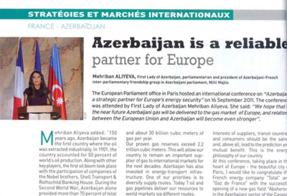 “Azerbaïdjan: une économie en évolution rapide »est le titre d’un numéro hors série « Echanges internationaux », la revue du Comité français de la Chambre de Commerce internationale