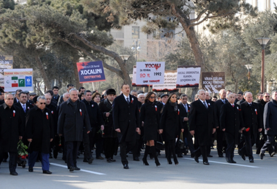 Une marche nationale s’est tenue à Bakou à l’occasion du 20e anniversaire du génocide de KhodjalyLe Président azerbaïdjanais Ilham Aliyev a assisté à la marche