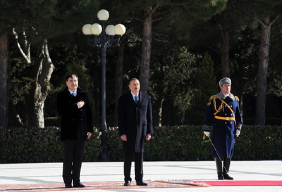 La cérémonie d’accueil officiel du Président géorgien Mikhaïl Saakachvili