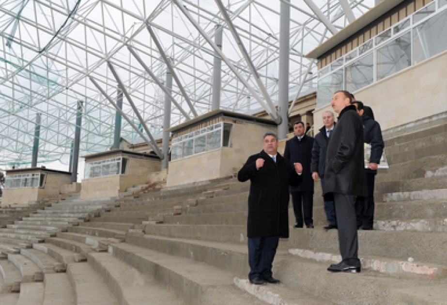 Le Président azerbaïdjanais Ilham Aliyev a inspecté l’avancement des travaux de réparation et de reconstruction en réalisation dans le Stade républicain Tofig Bahramov