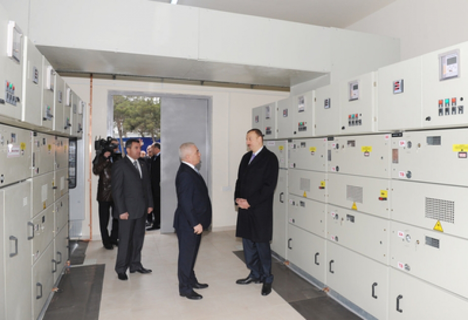 Le Président Ilham Aliyev a participé à la cérémonie d’inauguration de la semi centrale électrique ‘Genclik » de la Société anonyme de type ouvert «Bakielektriksebeke», du Centre d’enseignement et de la semi centrale ‘Itchericheher »