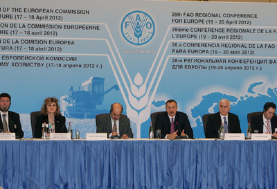 La 28e conférence régionale pour l’Europe de l’Organisation des Nations Unies pour l’alimentation et l’agriculture a entamé ses travaux à BakouLe Président azerbaïdjanais Ilham Aliyev a participé à la cérémonie d’ouverture de la conférence