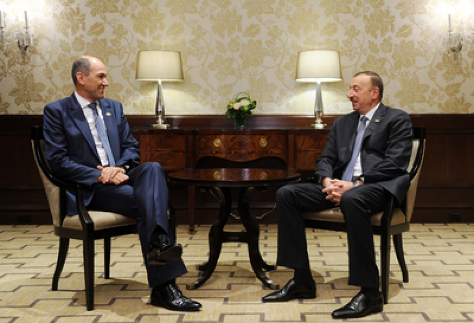 La rencontre du président azerbaïdjanais Ilham Aliyev avec le Premier ministre slovène Janez Jansa