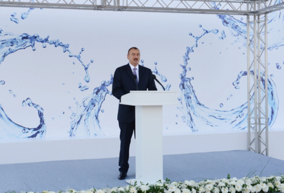 Le président azerbaïdjanais Ilham Aliyev a participé à la cérémonie de pose de la première pierre de l’aqueduc du groupe Chirvan-Moughan à Hadjigaboul