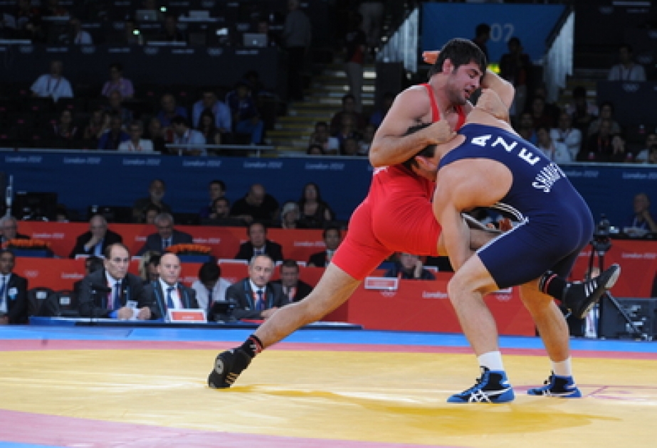Le lutteur azerbaïdjanais Charif Charifov en quarts de finale des Jeux olympiques d’été de Londres