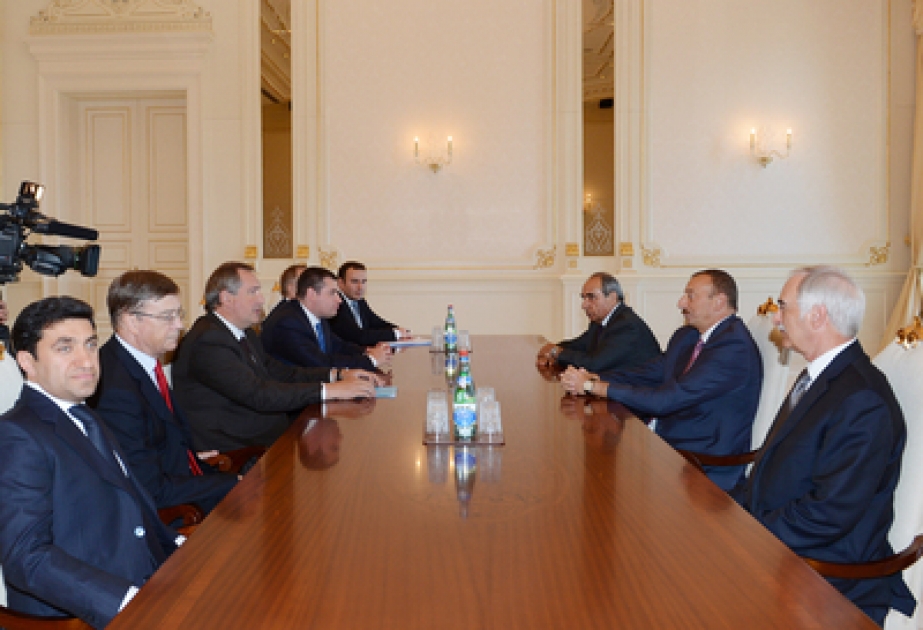 Le président azerbaïdjanais M. Ilham Aliyev a reçu la délégation dirigée par Dimitri Rogozin, vice- premier ministre russe