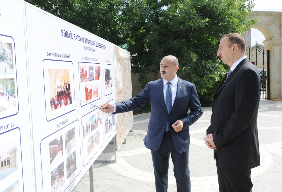 Prezident İlham Əliyev Bakının Badamdar qəsəbəsində Heydər Əliyev parkının yenidənqurmadan sonrakı vəziyyəti ilə tanış olmuşdur