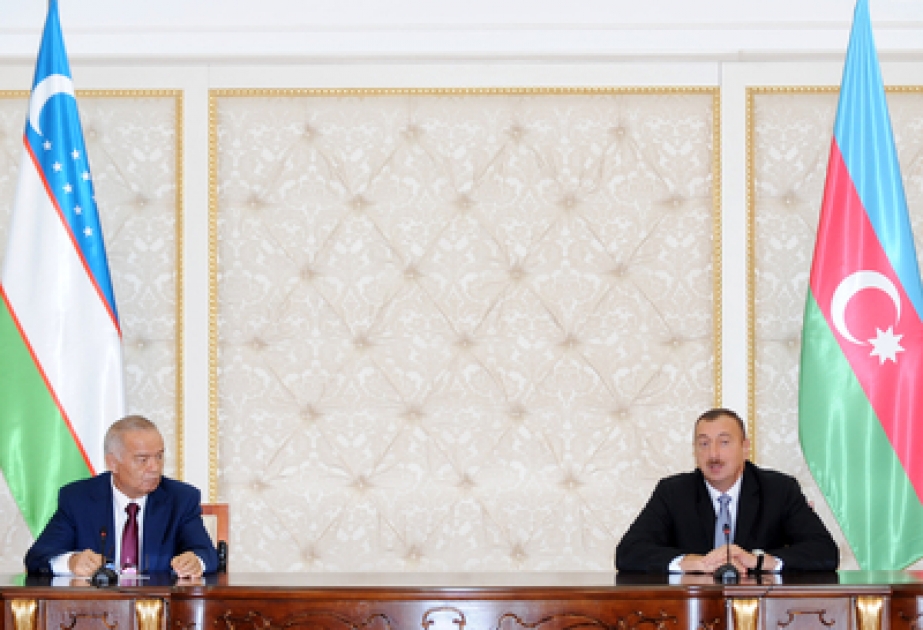 La conférence de presse conjointe des présidents azerbaïdjanais et ouzbek