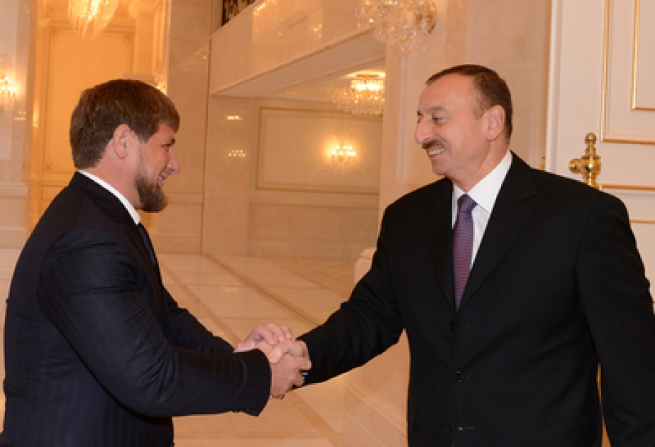Le président azerbaïdjanais M. Ilham Aliyev a reçu la délégation dirigée par Ramzan Kadyrov, chef de la République tchétchène de la Fédération de Russie