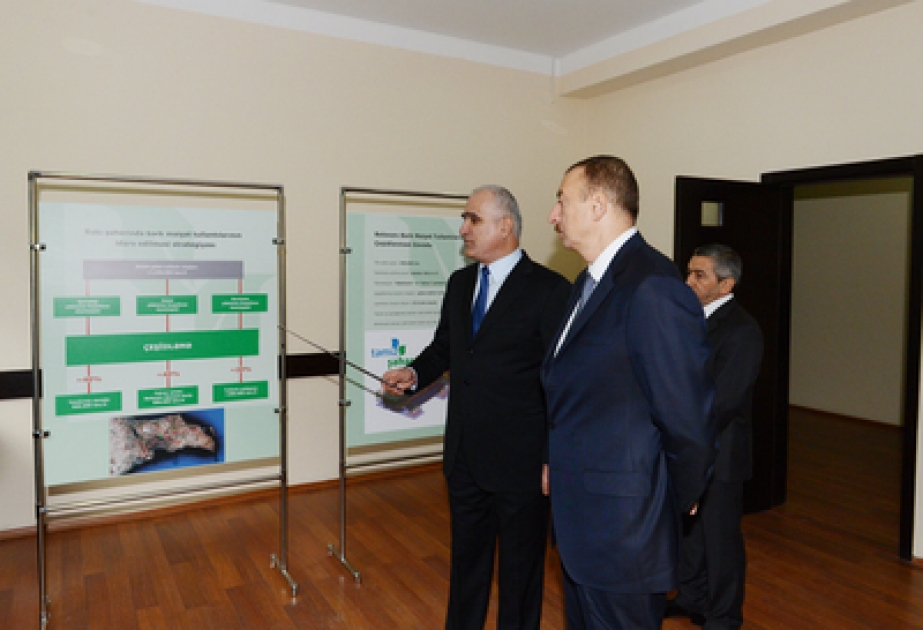 Le président azerbaïdjanais Ilham Aliyev a participé à l’inauguration de l’usine de tri de déchets solides ménagers à Balakhany