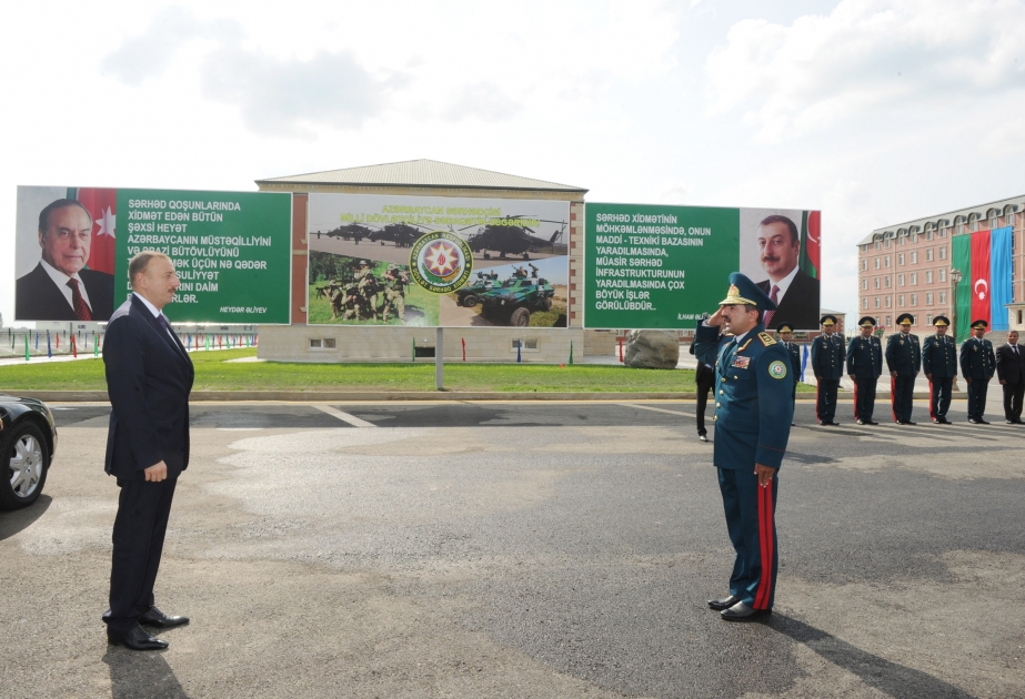 Azərbaycan Prezidenti İlham Əliyev Dövlət Sərhəd Xidmətinin Yevlaxdakı “N” saylı yeni hərbi hissəsinin qarnizonu və yaşayış binaları kompleksinin açılışında iştirak etmişdir