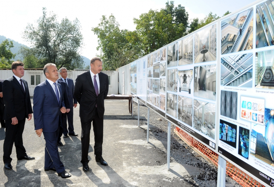 Prezident İlham Əliyev Qəbələ Konqres Mərkəzində tikinti işlərinin gedişi ilə tanış olmuşdur