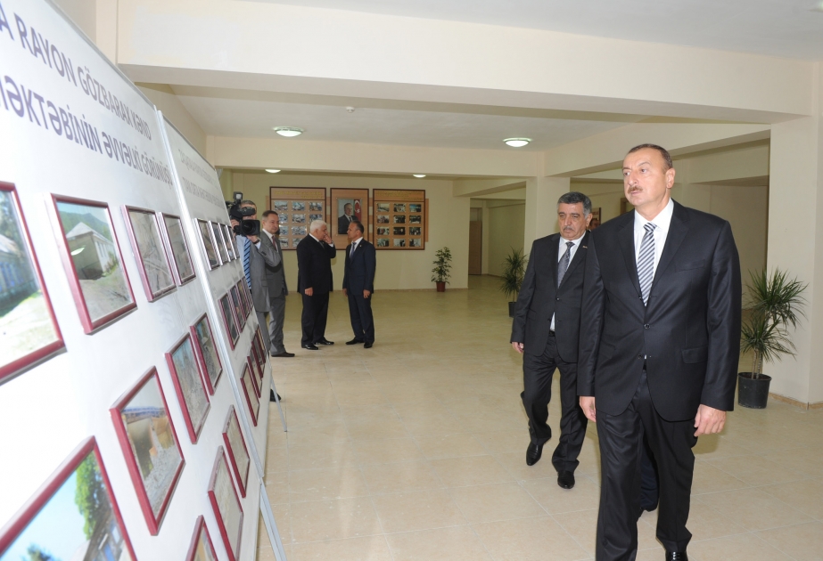 Prezident İlham Əliyev Zaqatalada Gözbarax kənd tam orta məktəbinin açılış mərasimində iştirak etmişdir