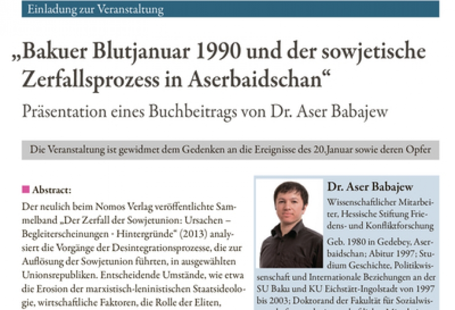 Berlində 20 Yanvar qurbanlarının xatirəsi yad ediləcəkdir