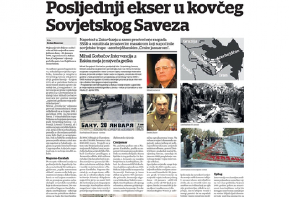 Monteneqro mətbuatında 20 Yanvar faciəsi haqqında geniş məqalə dərc olunmuşdur