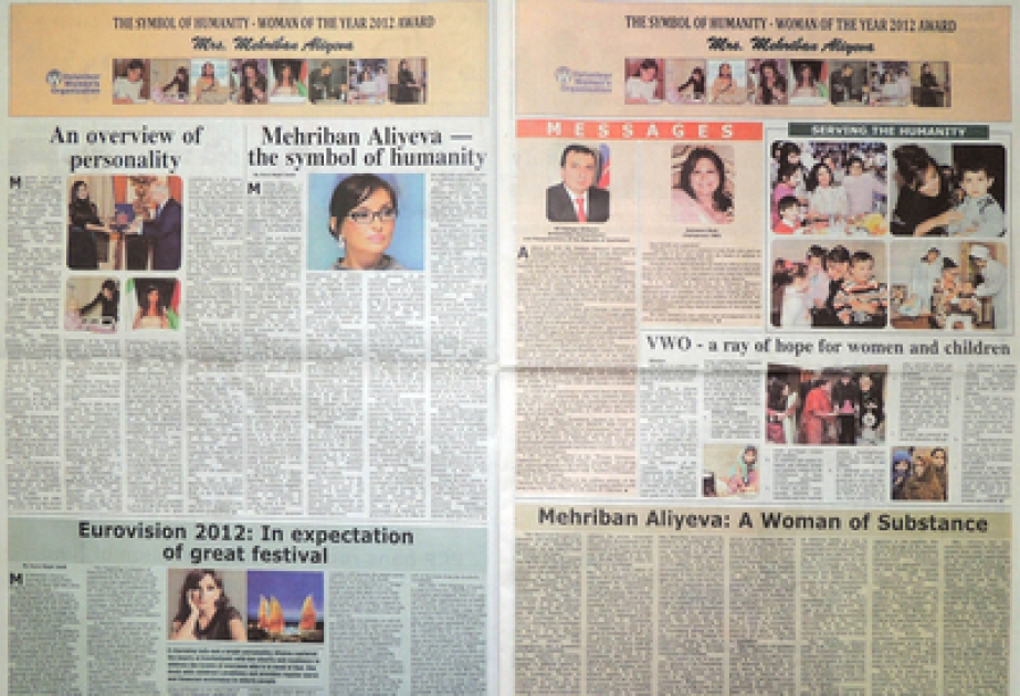 La première dame d’Azerbaïdjan Mehriban Aliyeva déclarée “Symbole de l’humanisme – personne de l’année 2012” au Pakistan
