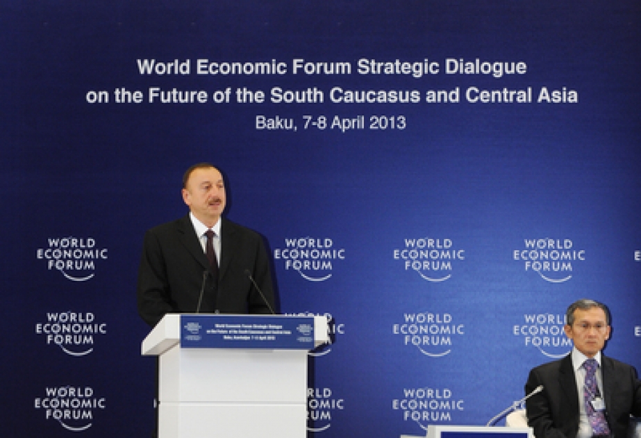 Le Forum économique mondial portant «Le dialogue stratégique sur l’avenir du Caucase du Sud et de l’Asie centrale» entame son travail à BakouLe président Ilham Aliyev a assisté à l’ouverture du Forum VIDEO