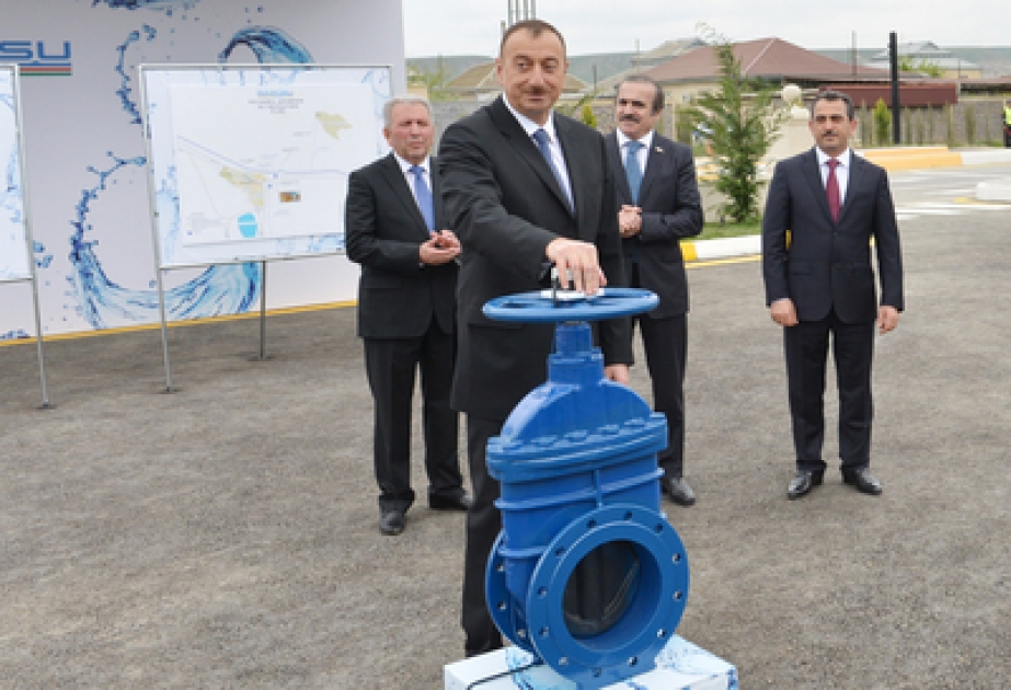Le président Ilham Aliyev a participé à la cérémonie d’approvisionnement en eau potable de la ville de Hadjigaboul par la conduite d’eau Chirvan-Moughan