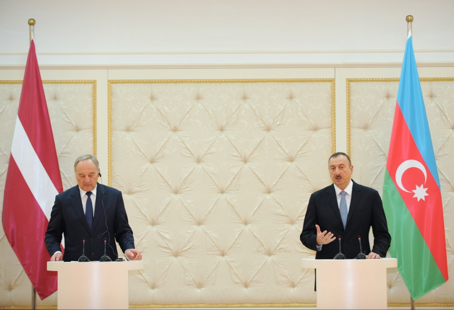 Azərbaycan və Latviya prezidentlərinin mətbuat konfransıVIDEO