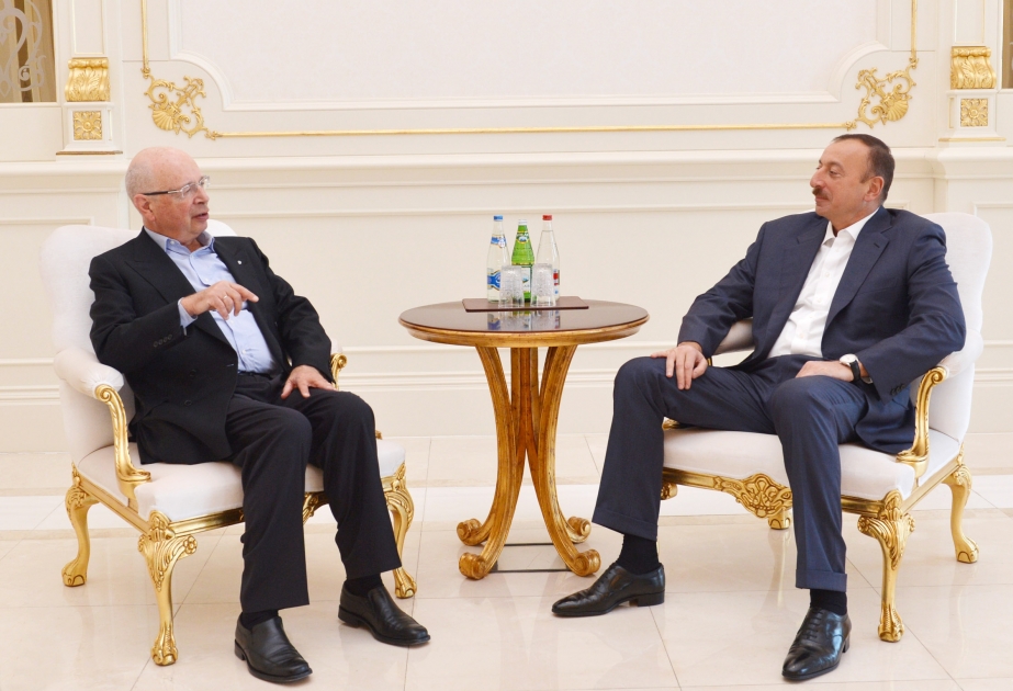 Prezident İlham Əliyev Dünya İqtisadi Forumunun təsisçisi və icraçı sədri Klaus Şvabı qəbul etmişdir VIDEO