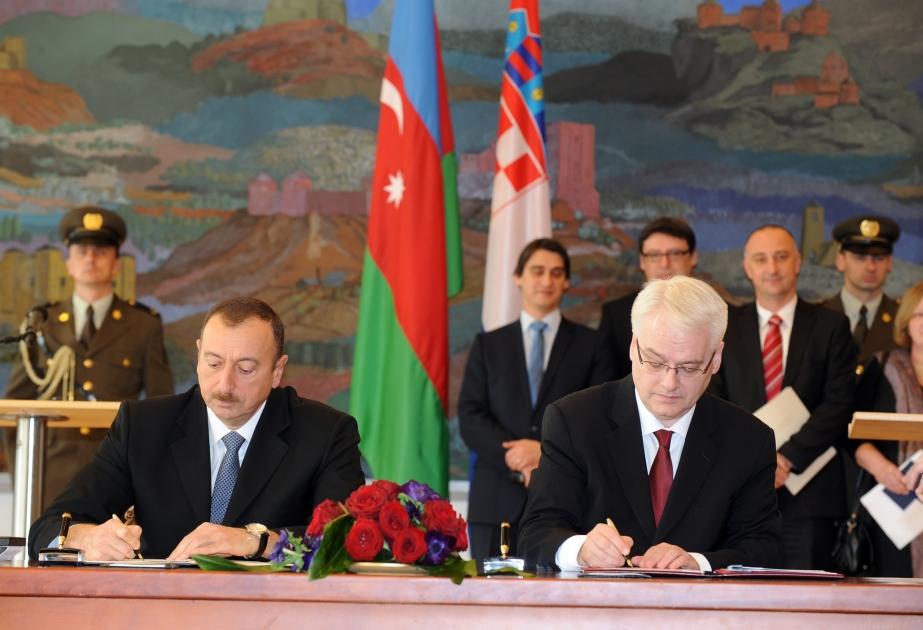 Azərbaycan və Xorvatiya respublikaları arasında strateji tərəfdaşlıq və dostluq münasibətləri haqqında Zaqreb Bəyannaməsi imzalanmışdır
