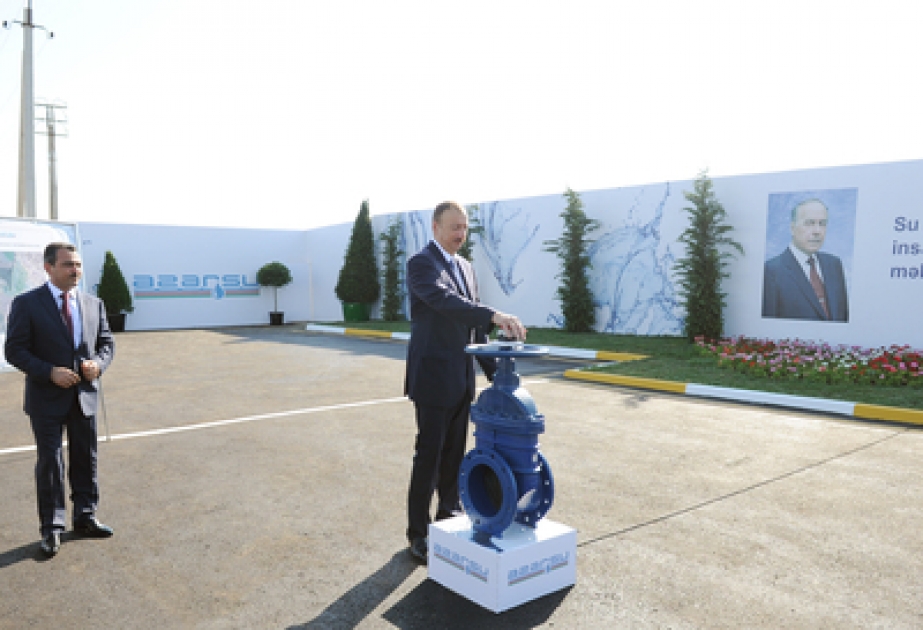 Le président Ilham Aliyev a participé à la cérémonie de l’approvisionnement en eau potable de la ville de Chirvan VİDEO
