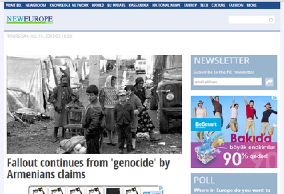 Во влиятельном европейском аналитическом ресурсе Neurope.eu размещена статья под заголовком «Протест против геноцида, совершенного Арменией, все еще продолжается»