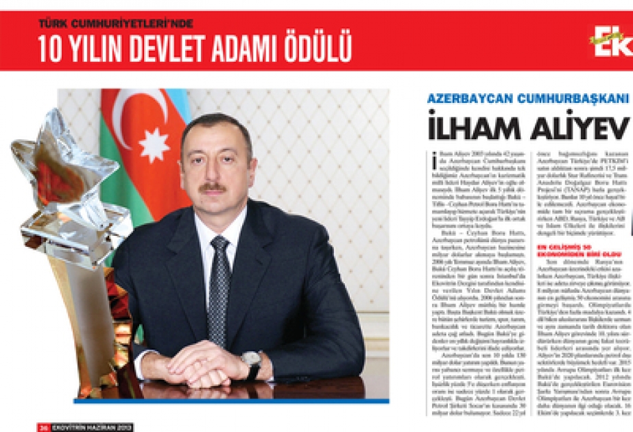 Le président Ilham Aliyev est élu «Homme d’Etat des dix ans» et la cérémonie de remise du prix aura lieu à Istanbul