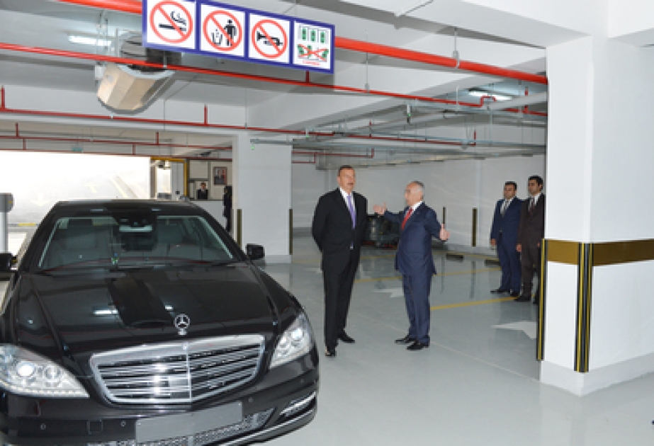 President Ilham Aliyev opens underground car park in Baku VİDEO