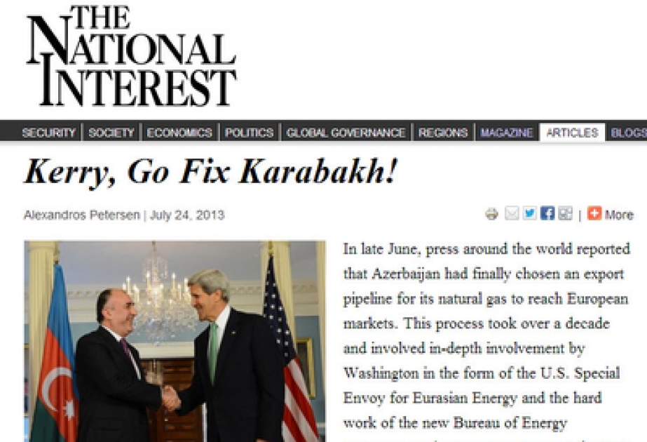 U.S. website “The National Interest” issues article on Kerry, Go Fix Karabakh!