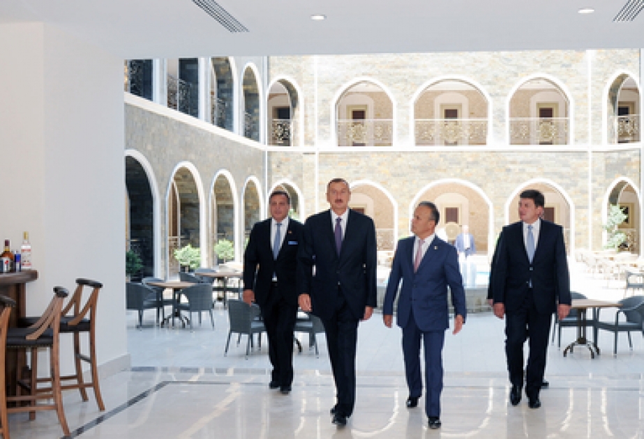 Azerbaijani President inaugurates Qafqaz Karvansaray hotel complex in Gabala VİDEO