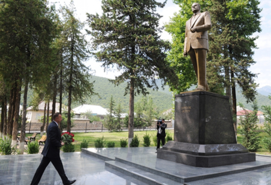 President Ilham Aliyev arrives in Oghuz District VİDEO