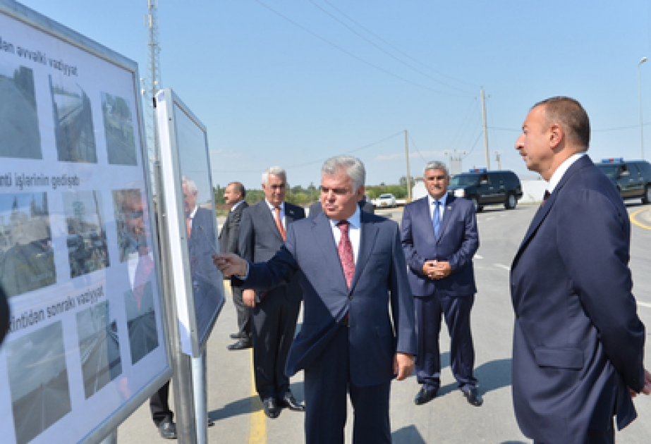 Le président Ilham Aliyev a participé à l’ouverture de la partie Hadjigaboul-Sabirabad de l’autoroute Hadjigaboul-Bahramtapa VİDEO