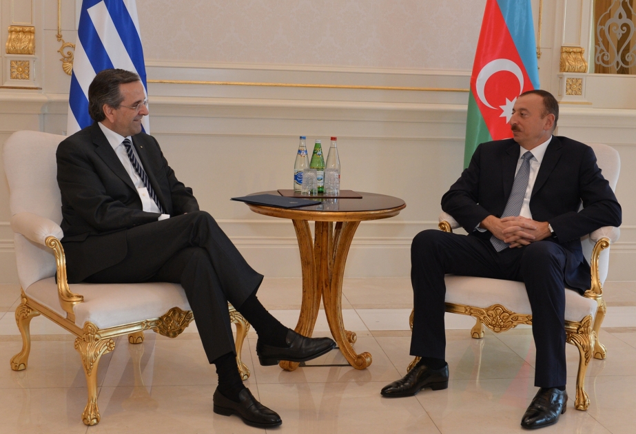 Azərbaycan Prezidenti İlham Əliyev Yunanıstanın Baş naziri Antonis Samaras ilə görüşmüşdür VIDEO