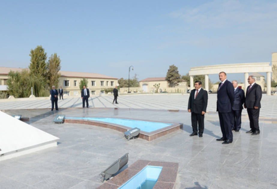 President Ilham Aliyev visits Flag Square in Salyan VİDEO
