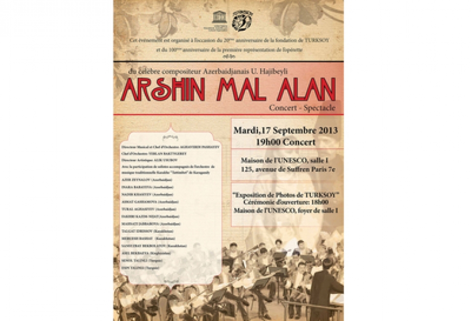 100th anniversary of “Arshin mal alan” musical comedy to be marked at UNESCO headquarters