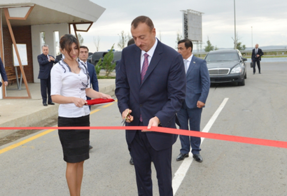 President Ilham Aliyev attends opening of Baku-Kazakh highway-Samadabad-Garamammadli-Garamanli-Goyuk highway in Yevlakh District VİDEO