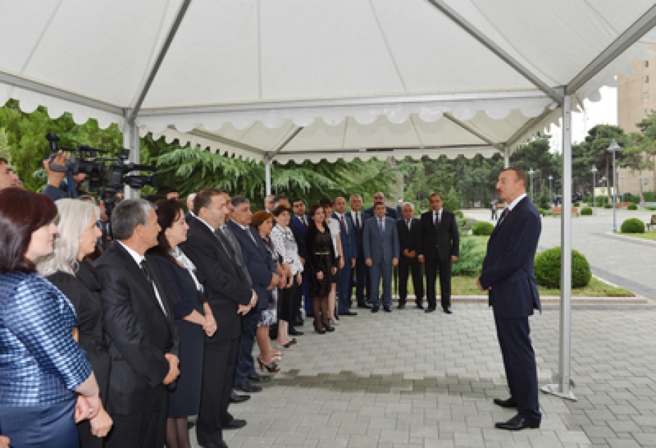 President Ilham Aliyev attends ceremony to start supply of drinking water to Naftalan VİDEO