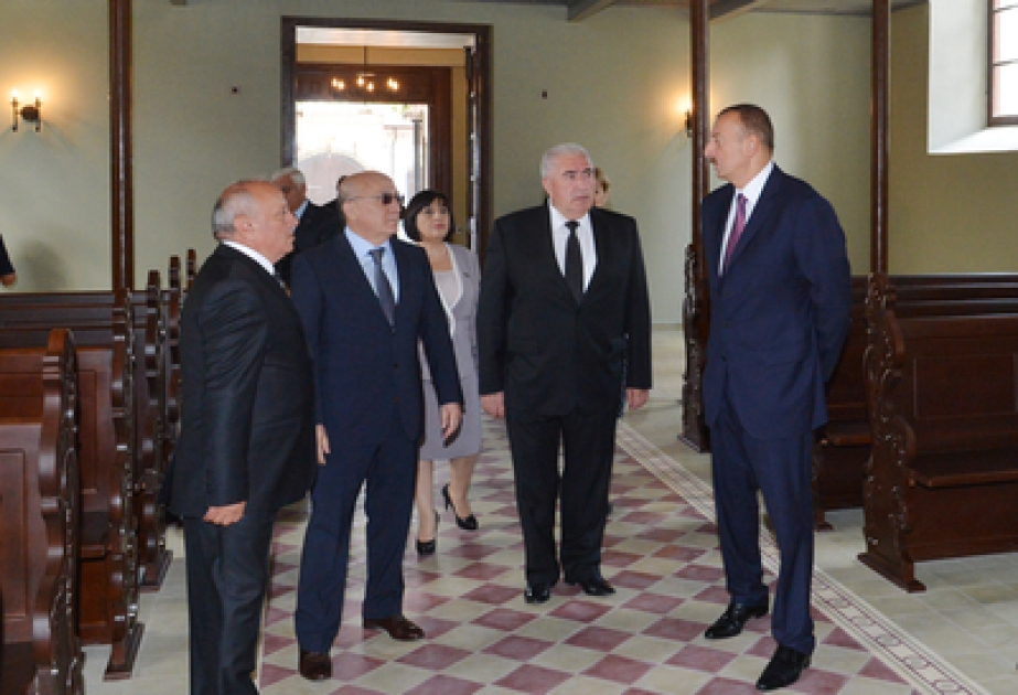 Präsident Ilham Aliyev sich im Rayon Schamkir mit lutherischer Kirche Deutschlands vertraut gemacht VİDEO