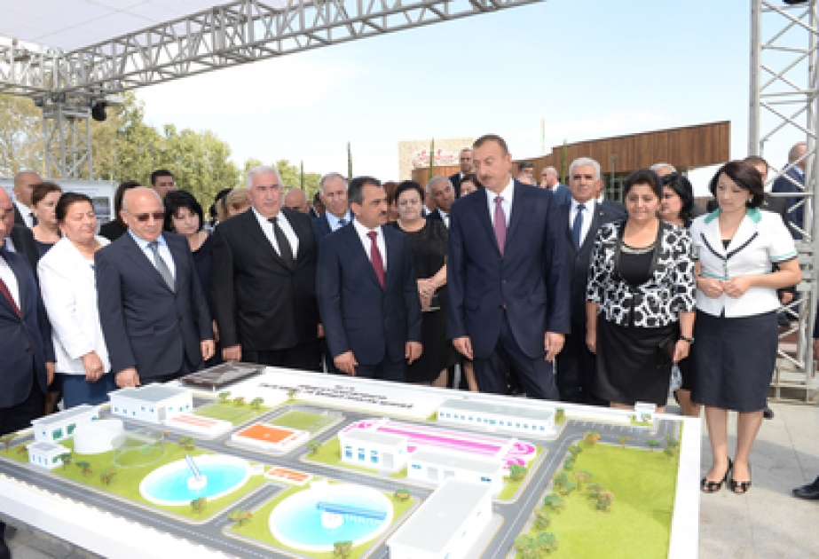 President Ilham Aliyev attends ceremony to start water supply to Shamkir VİDEO