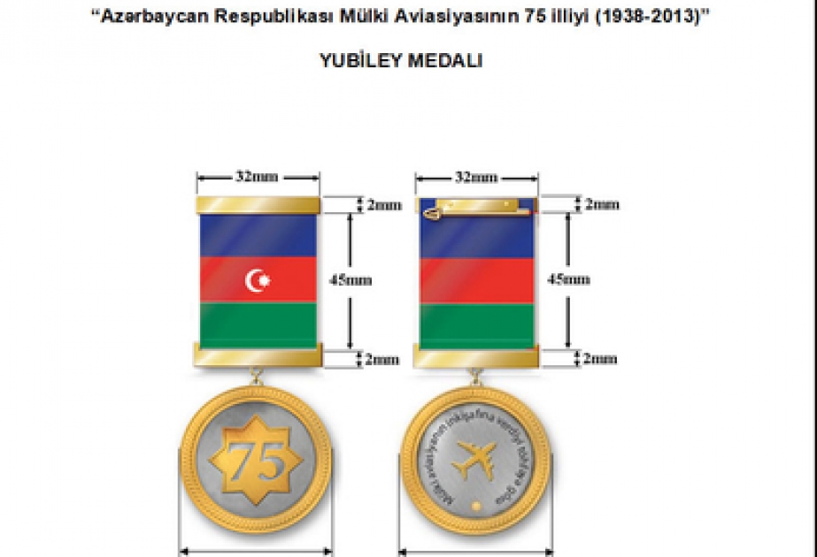 “Azərbaycan Respublikası Mülki Aviasiyasının 75 illiyi (1938-2013)” Azərbaycan Respublikasının yubiley medalınınTəsviri
