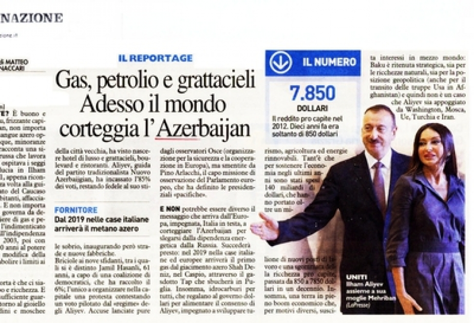 Italian leading newspaper “La Nazione” posts article about Azerbaijan