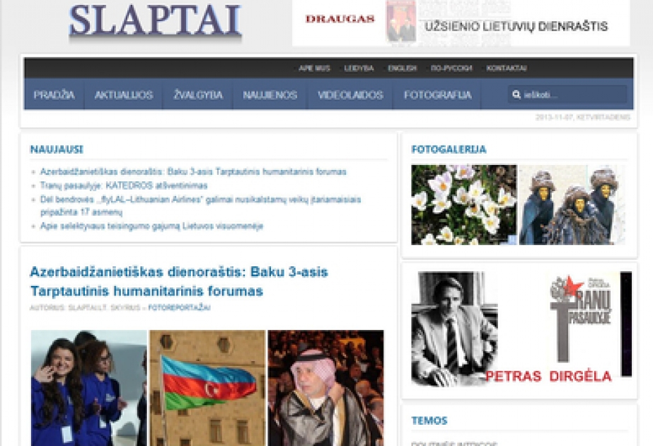 Litva portalında III Bakı Beynəlxalq Humanitar Forumuna həsr edilmiş məqalə yerləşdirilmişdir