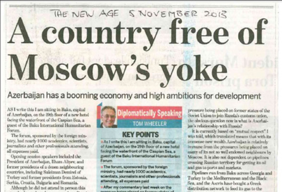 South African Republic newspaper writes about Azerbaijan