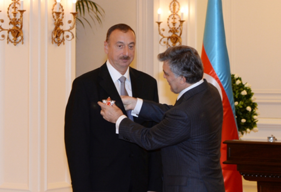 Ceremony to award Presidents of Azerbaijan and Turkey held at Cankaya Kosku VİDEO