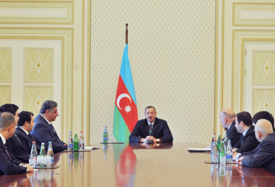 Azerbaijani President receives members of national men`s chess team, who won European championship, and specialists VİDEO