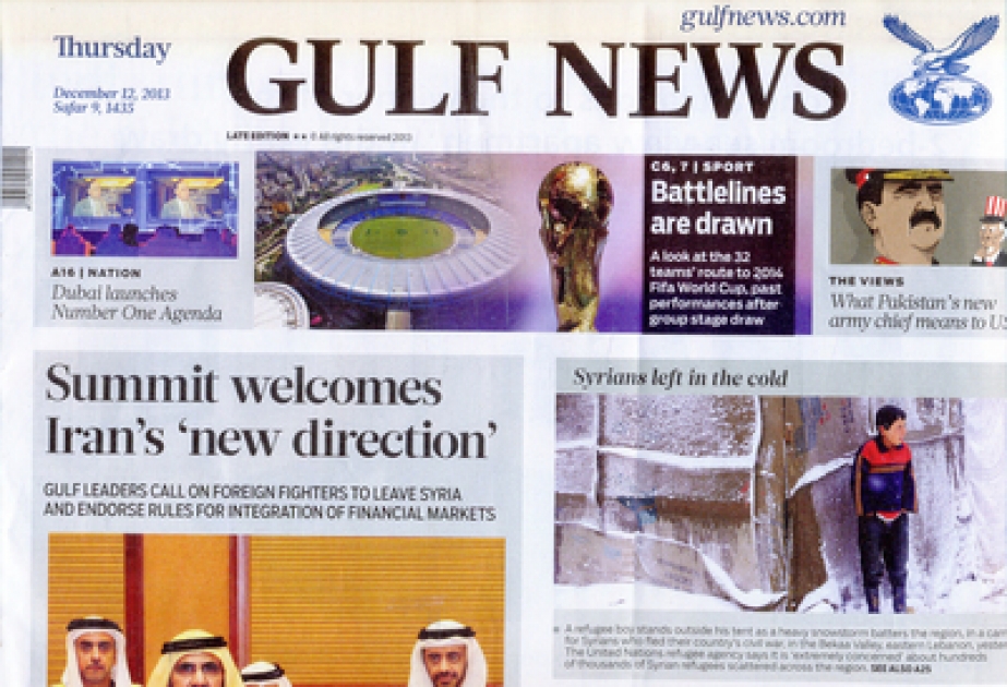 “Gulf News” publishes article headlined “Azerbaijanis in UAE to commemorate former president”